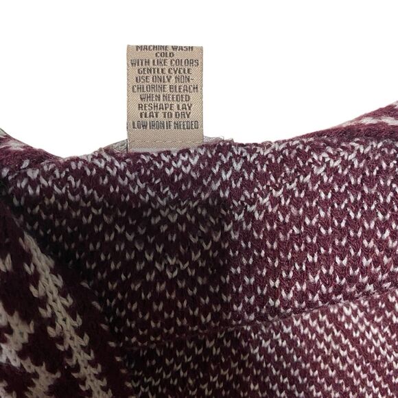 Fresh Fringed Zig Zag Shawl Poncho Wrap Sz Large Southwestern Boho Chic Burgundy - Picture 6 of 6